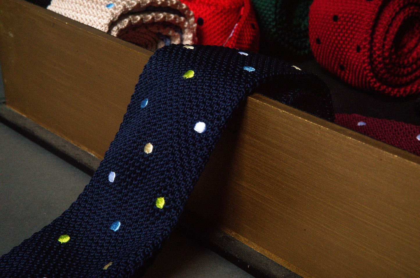 Polka Dot Knit Skinny Tie